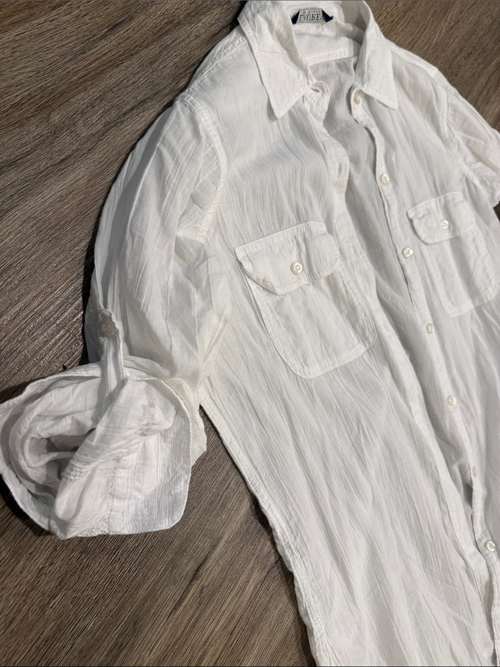 Ralph Lauren White Sheer Cotton Button-Up with Black Label - Picture 6 of 11